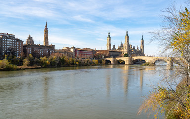 View of Basilica Pilar in Zaragoza , Spain.