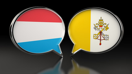 Luxembourg and Vatican City flags with Speech Bubbles. 3D illustration