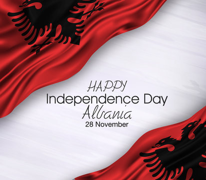 Vector illustration of Happy . Waving flags isolated on gray background,albania;28 november, ,independence day  , albania,28 november,independence day 