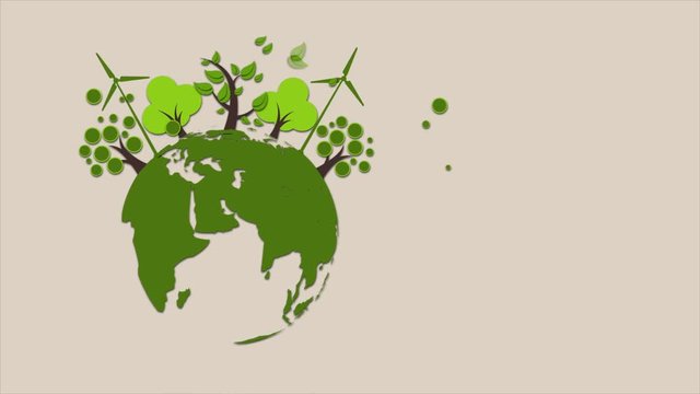 Motion Graphic Flat Animation Footage. Hands Protect Green Earth Globe. Save Earth Planet World Concept.