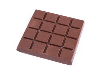 Milk chocolate bar isolated on white background from top view