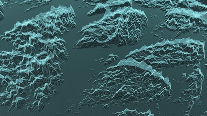 Abstract digital landscape with particles dots and stars on horizon. Wireframe landscape background. Big Data. 3d futuristic vector illustration