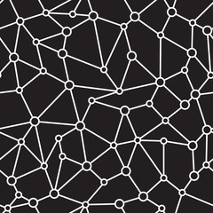 Black and White Connections Seamless Pattern. Geometric Structure