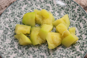 Courge bouilli sur une assiette