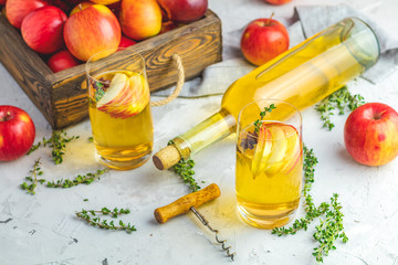Hard apple cider cocktail with fall fresh thyme and star anise
