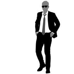 Silhouette businessman man in suit with tie on a white background