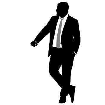 recommend clip art: Silhouette businessman man in suit with tie on a white background