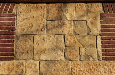Modern stone wall. Decorative natural stone wall in the form of decorative interior decoration. Natural stone wall texture for background. Old brick texture, brick wall decor of nature