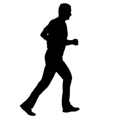 Black Silhouettes Runners sprint men on white background