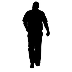 Black silhouette man standing, people on white background