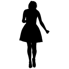 Black silhouette woman standing, people on white background