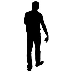 Black silhouette man standing, people on white background