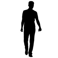 Black silhouette man standing, people on white background