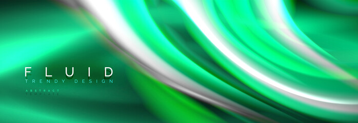 Fluid color neon wave lines background, neon liquid color futuristic paint template