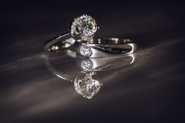 wedding ring for bride and groom on wedding day. 