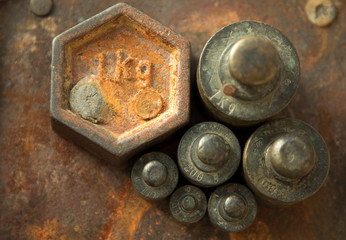 Weights for retro scales. Vintage weight for a balance scale.