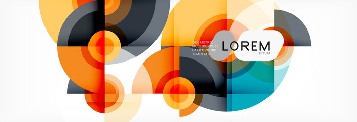 Fototapeta premium Vector circle composition, geometric minimal design illustration