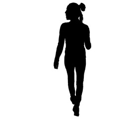 Silhouette of People Standing on White Background