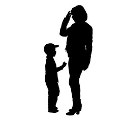 Silhouette of happy family on a white background