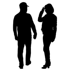 Silhouette of happy family on a white background
