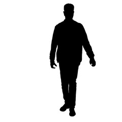 Silhouette of People Standing on White Background