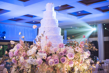 wedding cake for bride and groom on wedding day. 