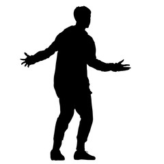 Black silhouette man standing, people on white background