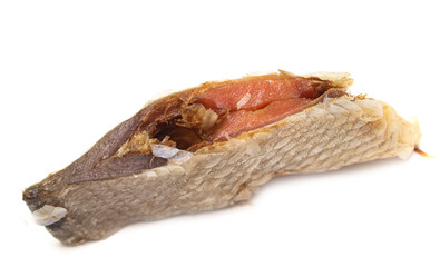 fish salted dried to beer on a white background