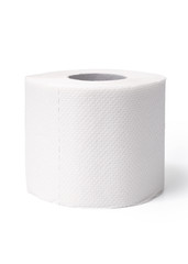 Clean white toilet paper against a white background. Roll of soft toilet paper isolated on white background