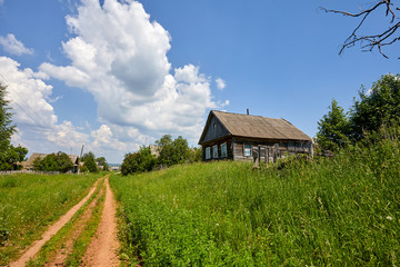 Obraz premium Russia. View of the village. Summer rural landscape with houses