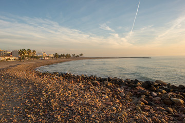 The coast and beach of chilches at sunrise