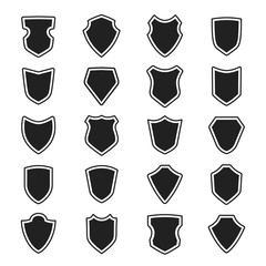 Shield black heraldic guard shape icon set
