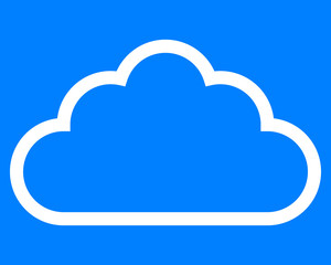 Cloud symbol icon - white simple outline, isolated - vector