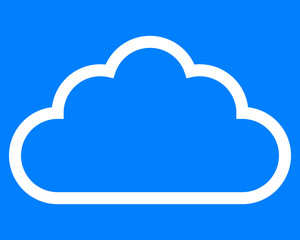 Cloud symbol icon - white simple outline, isolated - vector