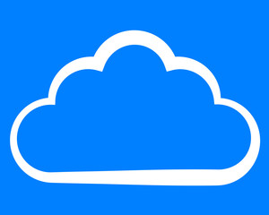 Cloud symbol icon - white simple outline, isolated - vector