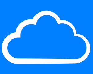 Cloud symbol icon - white simple outline, isolated - vector