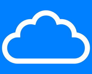 Cloud symbol icon - white simple outline, isolated - vector