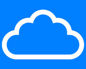 Cloud symbol icon - white simple outline, isolated - vector