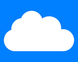 Cloud symbol icon - white simple, isolated - vector