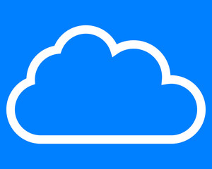 Cloud symbol icon - white simple outline, isolated - vector