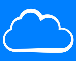 Cloud symbol icon - white simple outline, isolated - vector