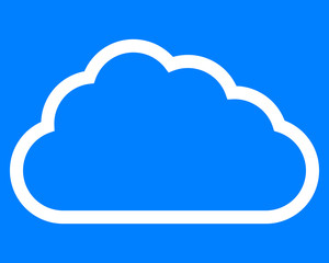 Cloud symbol icon - white simple outline, isolated - vector