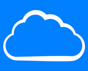 Cloud symbol icon - white simple outline, isolated - vector
