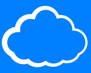 Cloud symbol icon - white simple outline, isolated - vector