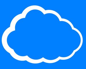 Cloud symbol icon - white simple outline, isolated - vector