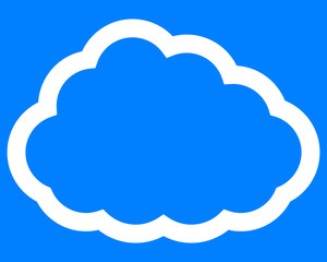 Cloud symbol icon - white simple outline, isolated - vector