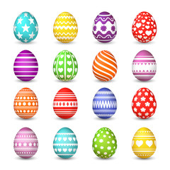 Easter eggs collection. Christian resurrection tradition happy easter celebration egg with colorful pattern vector isolated set