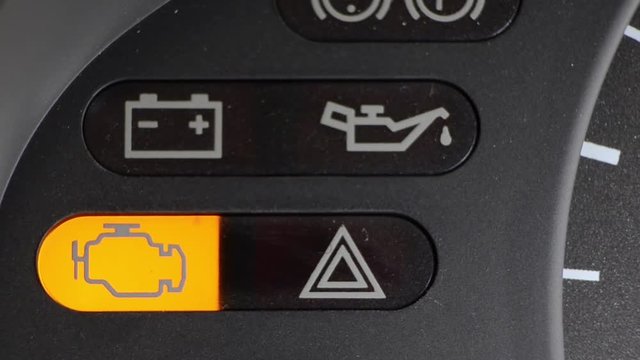 Check engine light symbol that pops up on dashboard when something goes wrong with the engine