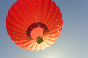 Colorful hot air balloon against the blue sky