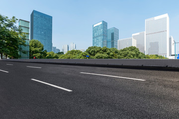 Fototapeta premium Highway Road and Skyline of Modern Urban Architecture in Hangzhou..